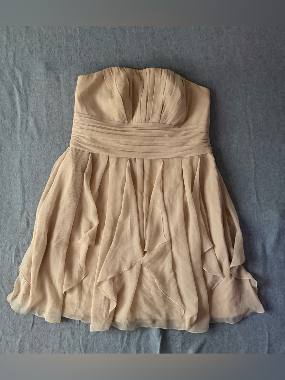 David’s Bridal Champagne Strapless Dress Size 16 Worn Once Dyeable